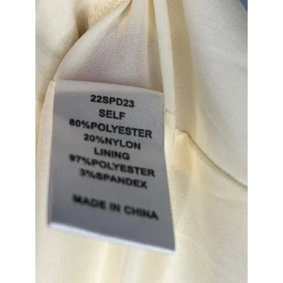 HUNTER BELL Sz L Large Gaille Cream Short Puff Sleeve Jacquard Dress - Picture 4 of 12